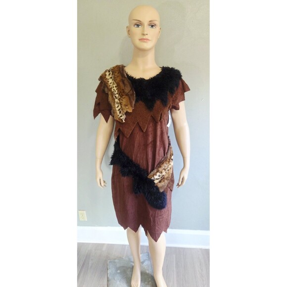 Caveman Costume Unisex Adult OS Halloween Outfit Faux Fur Rubies Club Tags Kmart - Picture 3 of 16